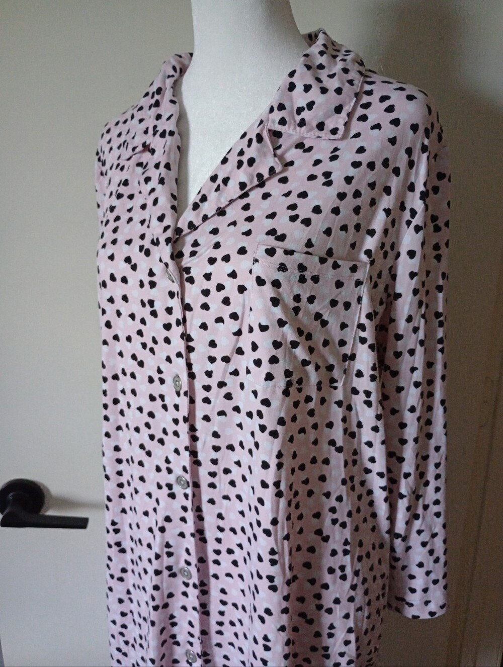 Echo Sleepwear Pink Heart-Print Button-Front Nightshirt Size XL - Picture 2 of 8